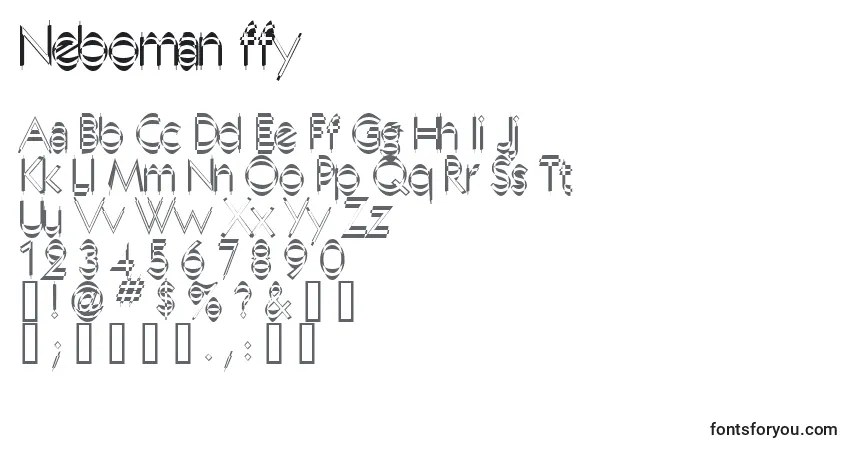 Schriftart Neboman ffy – Alphabet, Zahlen, spezielle Symbole