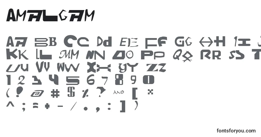 Czcionka Amalgam (93510) – alfabet, cyfry, specjalne znaki