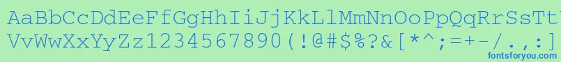 Crr35T-Schriftart – Blaue Schriften auf grünem Hintergrund
