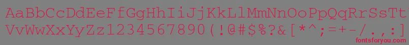 フォントCrr35T – 赤い文字の灰色の背景