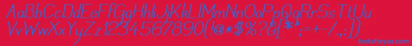 Mechanii Font – Blue Fonts on Red Background