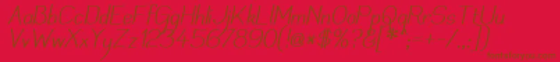 Weitere Informationen zur Mechanii-Schriftart Mechanii-Schriftart – Braune Schriften auf rotem Hintergrund