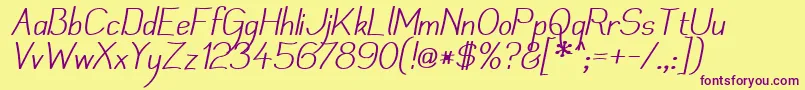 Mechanii Font – Purple Fonts on Yellow Background