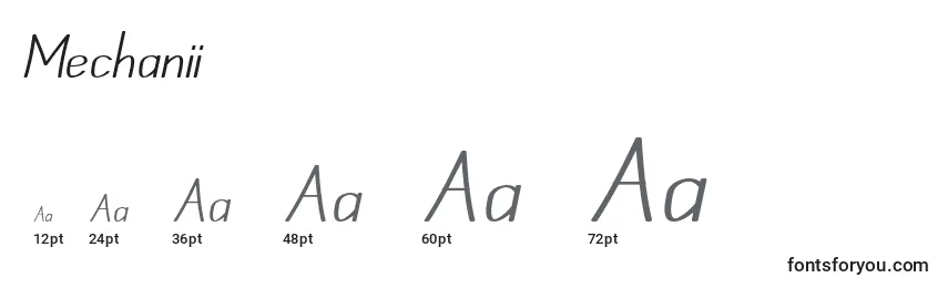Размеры шрифта Mechanii