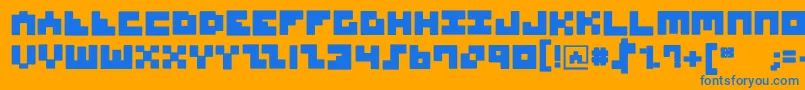 MksquaresBlack-Schriftart – Blaue Schriften auf orangefarbenem Hintergrund