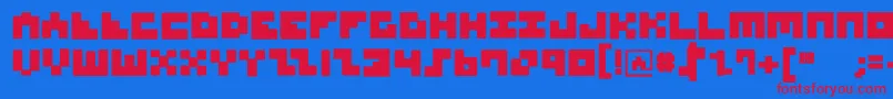 MksquaresBlack-fontti – punaiset fontit sinisellä taustalla