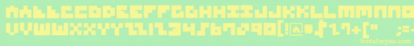フォントMksquaresBlack – 黄色の文字が緑の背景にあります