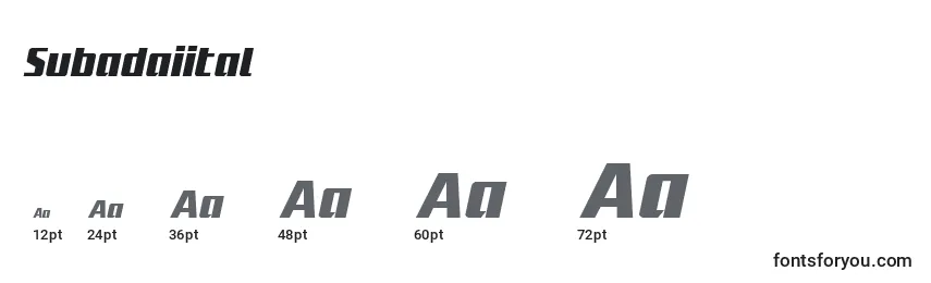 Subadaiital Font Sizes