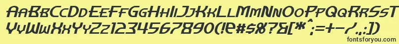 Fonte ManhattanTowerItalic – fontes pretas em um fundo amarelo