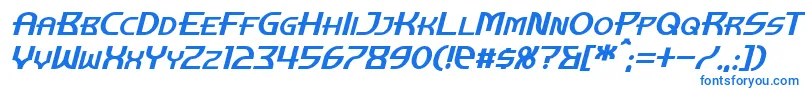 フォントManhattanTowerItalic – 白い背景に青い文字