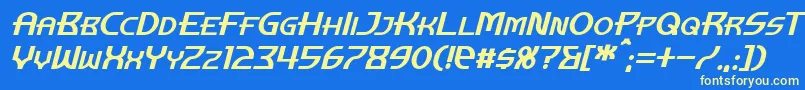 ManhattanTowerItalic Font – Yellow Fonts on Blue Background