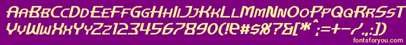 ManhattanTowerItalic Font – Yellow Fonts on Purple Background