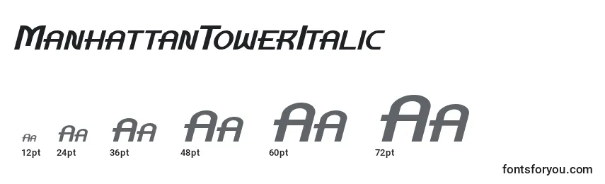 Размеры шрифта ManhattanTowerItalic