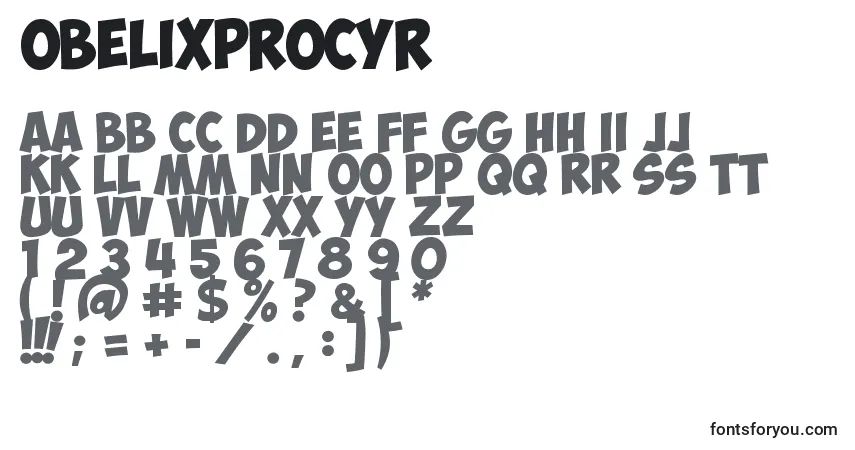 ObelixproCyr-fontti – aakkoset, numerot, erikoismerkit