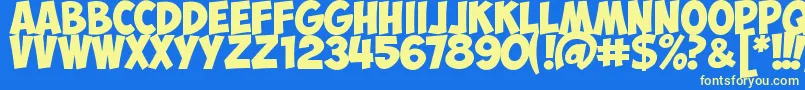 ObelixproCyr Font – Yellow Fonts on Blue Background