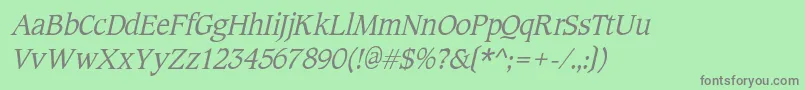 フォントCotlincItalic – 緑の背景に灰色の文字