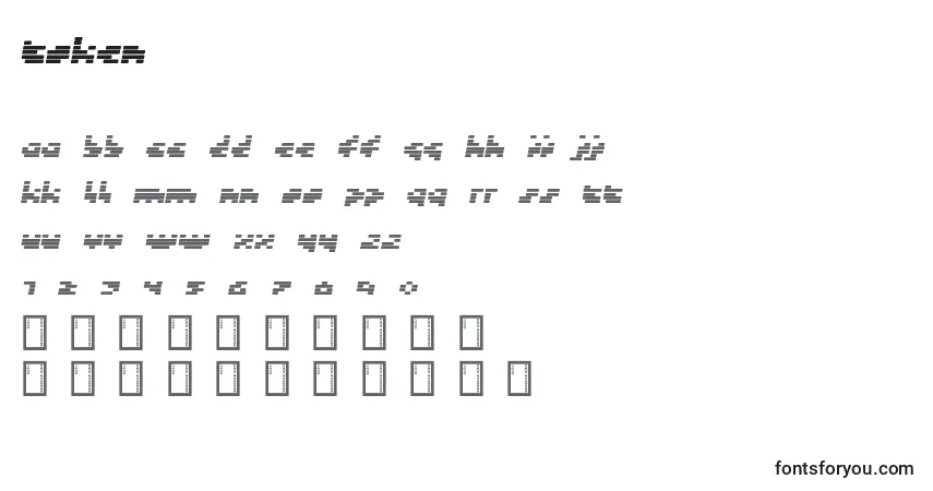 Schriftart Token – Alphabet, Zahlen, spezielle Symbole