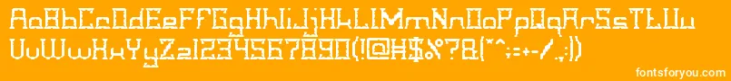 CrystalSoldier-Schriftart – Weiße Schriften auf orangefarbenem Hintergrund