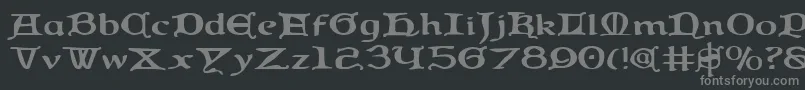 フォントQueencountrye – 黒い背景に灰色の文字