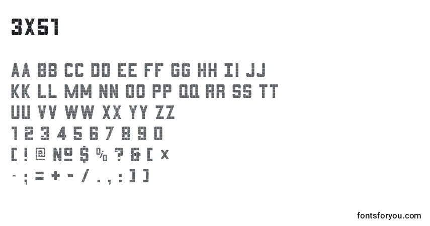 Schriftart 3x51 – Alphabet, Zahlen, spezielle Symbole