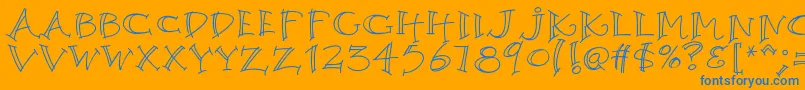 K26argento-Schriftart – Blaue Schriften auf orangefarbenem Hintergrund