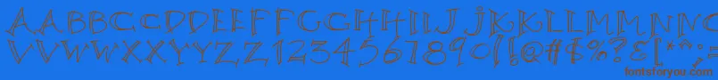 K26argento-Schriftart – Braune Schriften auf blauem Hintergrund