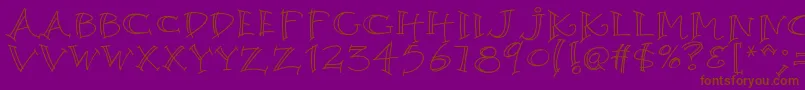 K26argento-Schriftart – Braune Schriften auf violettem Hintergrund