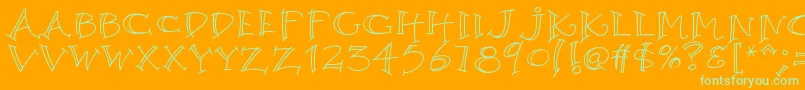 K26argento-Schriftart – Grüne Schriften auf orangefarbenem Hintergrund