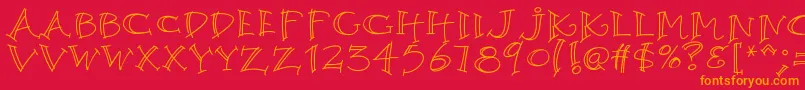 K26argento Font – Orange Fonts on Red Background