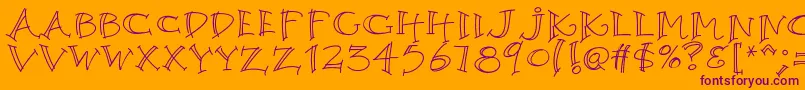 K26argento-Schriftart – Violette Schriften auf orangefarbenem Hintergrund
