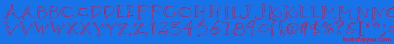 K26argento Font – Red Fonts on Blue Background