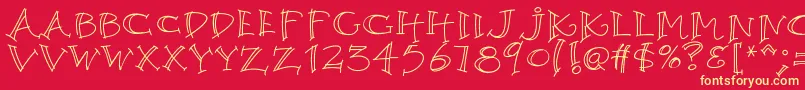 K26argento Font – Yellow Fonts on Red Background