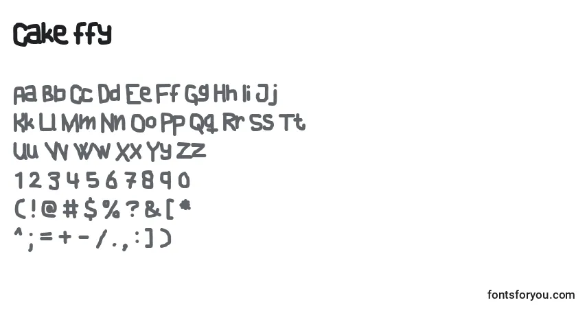 Czcionka Cake ffy – alfabet, cyfry, specjalne znaki