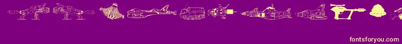 AndersonUfo-fontti – keltaiset fontit violetilla taustalla