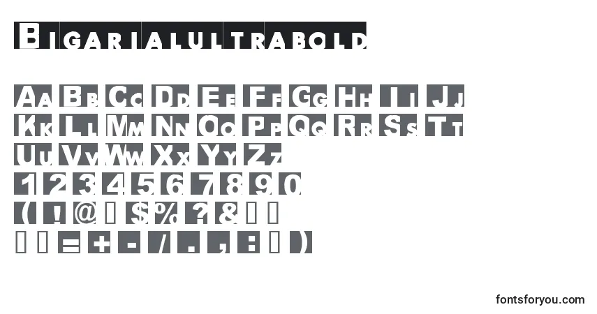Czcionka Bigarialultrabold – alfabet, cyfry, specjalne znaki