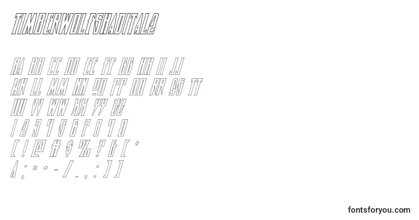 Шрифт Timberwolfshadital2 – алфавит, цифры, специальные символы