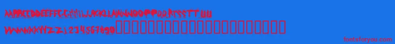 Abuso-Schriftart – Rote Schriften auf blauem Hintergrund