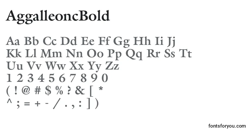 A fonte AggalleoncBold – alfabeto, números, caracteres especiais