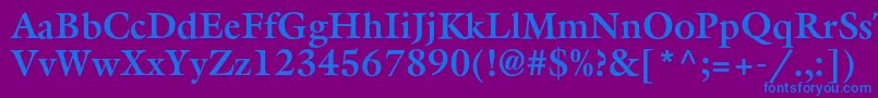 フォントAggalleoncBold – 紫色の背景に青い文字