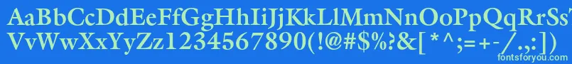 Czcionka AggalleoncBold – zielone czcionki na niebieskim tle