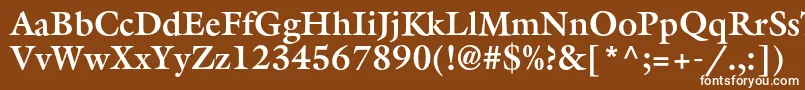 AggalleoncBold-fontti – valkoiset fontit ruskealla taustalla