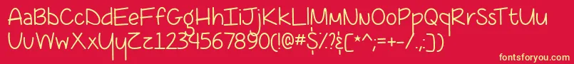 CoffeeAtMidnightDemo-fontti – keltaiset fontit punaisella taustalla