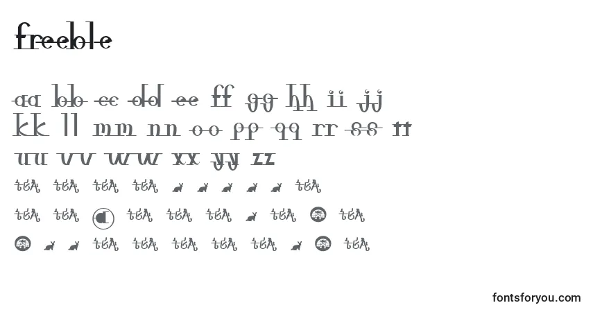 Czcionka Freeble – alfabet, cyfry, specjalne znaki