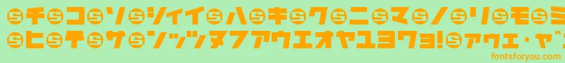 フォントDaidrrj – オレンジの文字が緑の背景にあります。