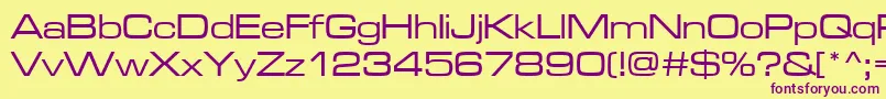 MicroRegular-fontti – violetit fontit keltaisella taustalla
