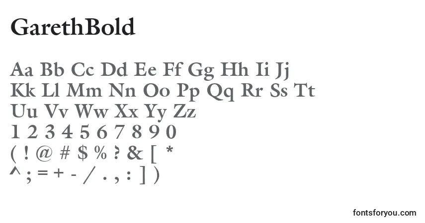 Шрифт GarethBold – алфавит, цифры, специальные символы