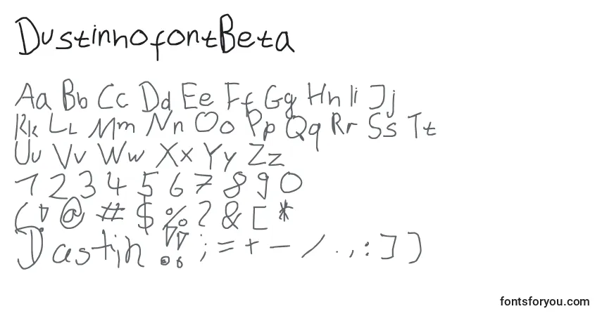 A fonte DustinhofontBeta – alfabeto, números, caracteres especiais