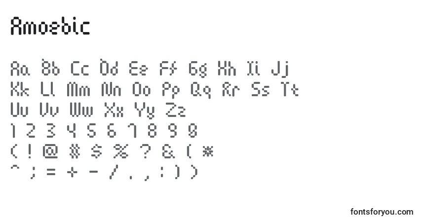 A fonte Amoebic – alfabeto, números, caracteres especiais