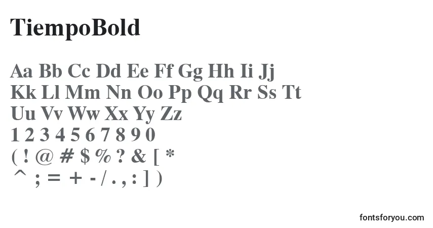 Schriftart TiempoBold – Alphabet, Zahlen, spezielle Symbole