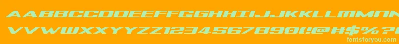 Tigersharkexpandital-Schriftart – Grüne Schriften auf orangefarbenem Hintergrund
